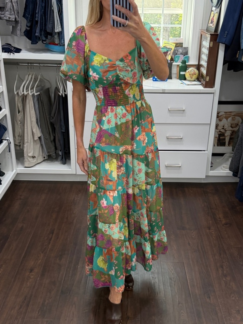 Amazon Floral Patchwork Midi Dress S